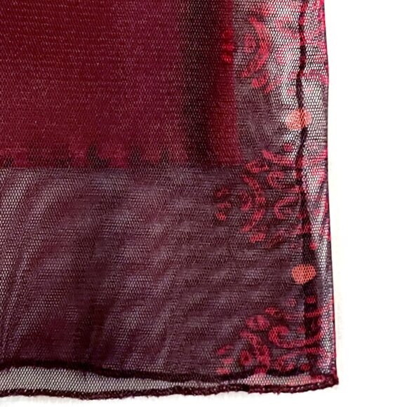 Burgundy multicolor skirt, straight, long, size L / 12, mesh with lining, nice - Picture 3 of 4